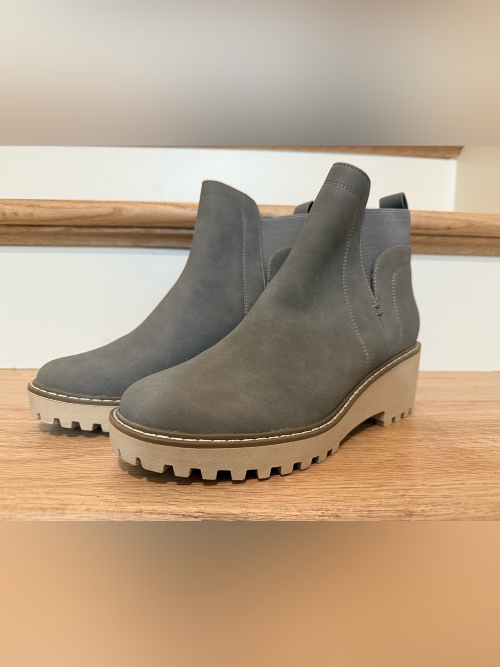 Grey Chelsea Platform Booties